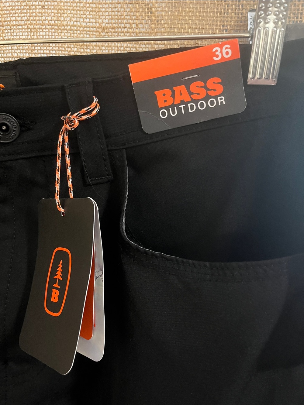 Bass Black Men's Cargo Pants with Zip Pockets - Picture 2 of 5